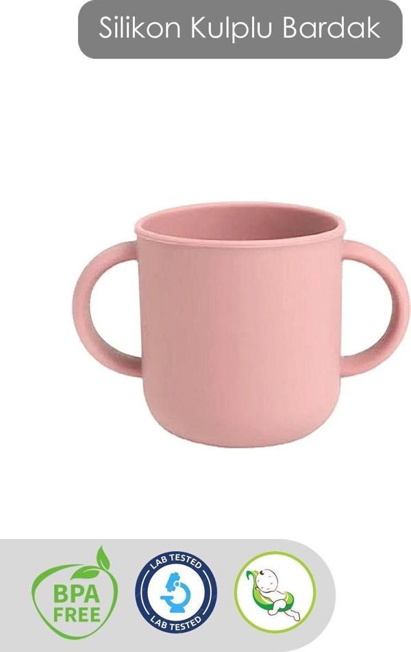 Meleni Baby Kulplu Silikon Bebek Bardağı - Çift Kulplu Sililkon Bardak Pembe - Image 1