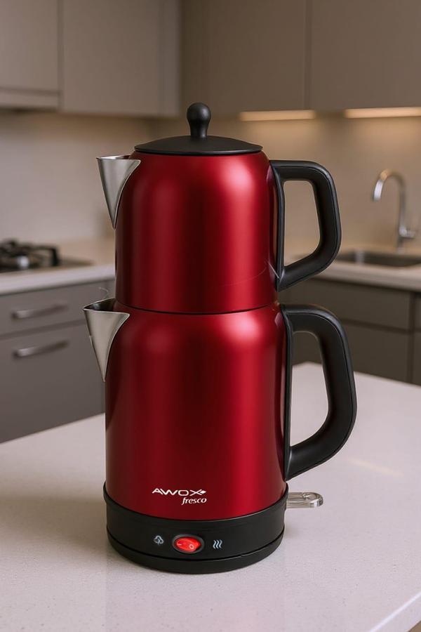 Awox Fresco 2'si 1 Arada Paslanmaz Çelik Çay Makinesi & Su Isıtıcı Kettle - Image 1