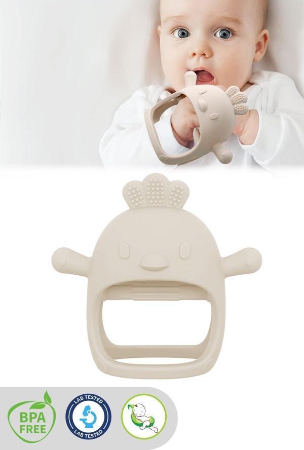 Meleni Baby Silikon Bebek Diş Kaşıyıcı - Diş Kaşıma Eldiveni Yenidoğan Dişlik Bej - Image 1