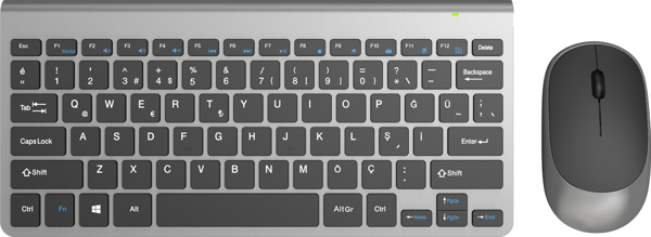 KM9500 KABLOSUZ Q- KLAVYE MOUSE SET SİYAH-GÜMÜŞ - Image 1
