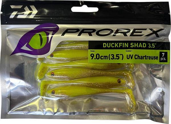 Daiwa Prorex Duckfin Shad 9cm 7 Adet Silikon Yem UV Chartreuse - Image 1