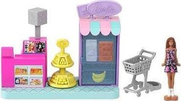Barbie Mini Barbieland Bebek ve Oyun Seti Süpermarket JCR33 - Image 1