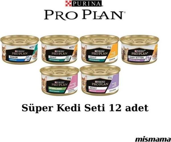 Pro Plan Premium Konserve Karışık Set | Tavuklu, Somonlu, Hindili Lezzetler | 85g x 12 Adet - Image 1