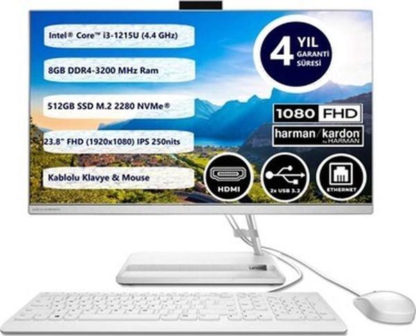 Lenovo Ideacentre AIO 3 Intel Core i3 1215U 8GB 512GB SSD Freedos 23.8\ - Image 1
