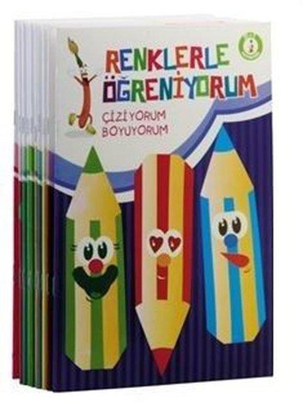 Renklerle Öğreniyorum Boyama Seti-Renkli ve Örnekli-10 Kitap Takım - Ema Çocuk - Image 1
