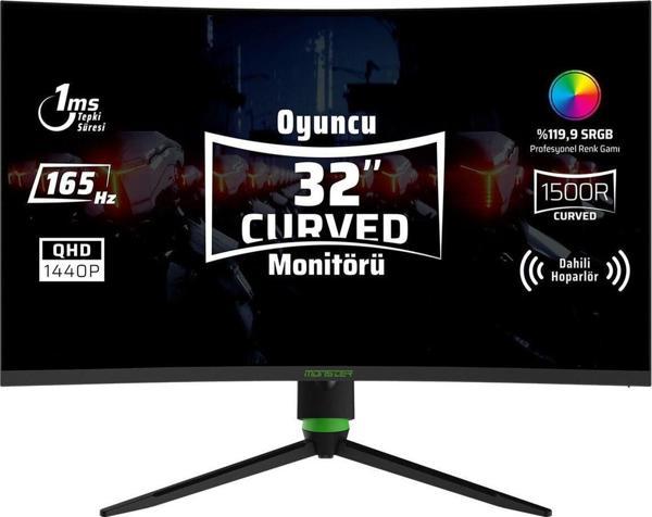 Aryond A32 V1.2 32 Inç Qhd 2560x1440 165 Hz 1 Ms Ince Çerçeve Hoparlörlü Curved Oyuncu Monitörü - Image 1