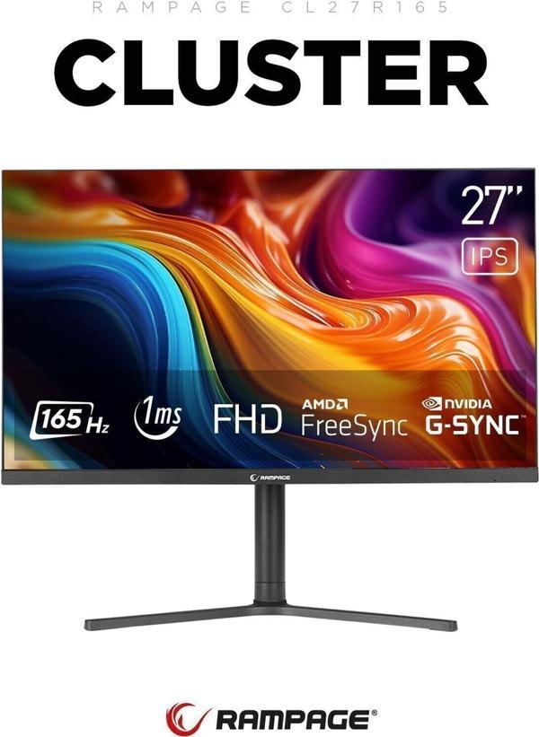 Cluster Cl27r165 27 165hz 1ms Boe Ips Fhd Freesync Pivot Pc Flat Gaming Oyuncu Monitörü - Image 1