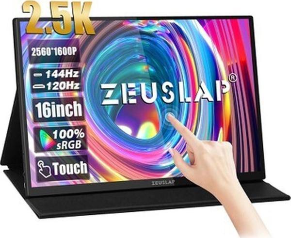 Zeuslap P16KT 16'' 2560X1600 144Hz 2k Ads-Ips Panel Type-C 100% Srgb 500CD/M² Dokunmatik, Taşınabilir Monitör (ZL-P16KT) - Image 1