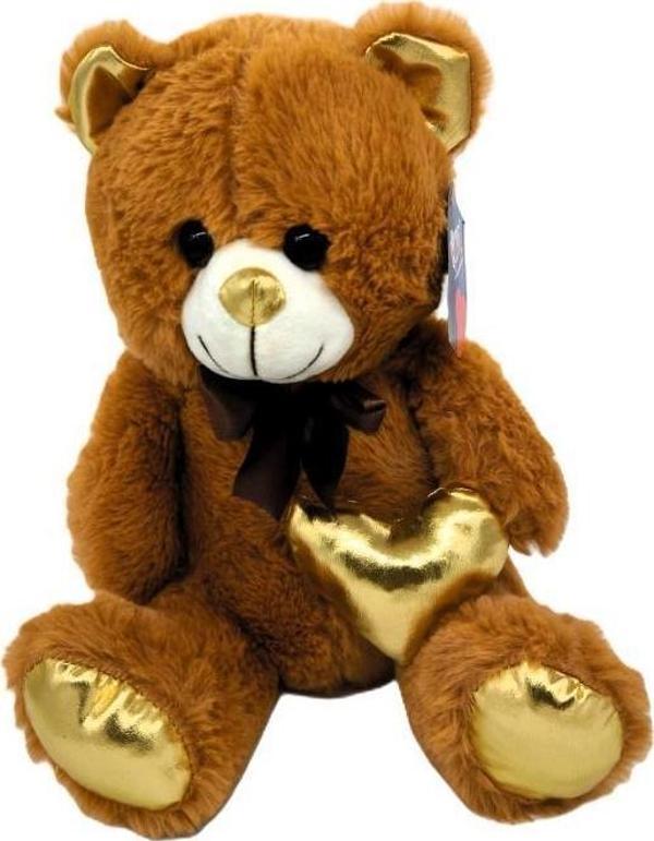 Parlak Kalpli Kahverengi Peluş Ayı 30 cm - Image 1