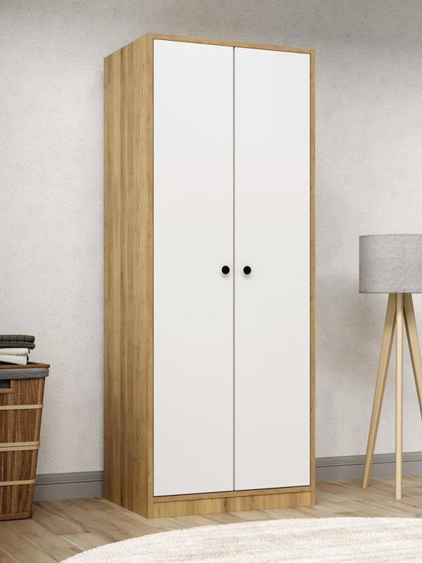 Kuzey Life Rami 2 Kapaklı 5 Raflı Askılı Gardırop 52cm Derinlik - Image 1