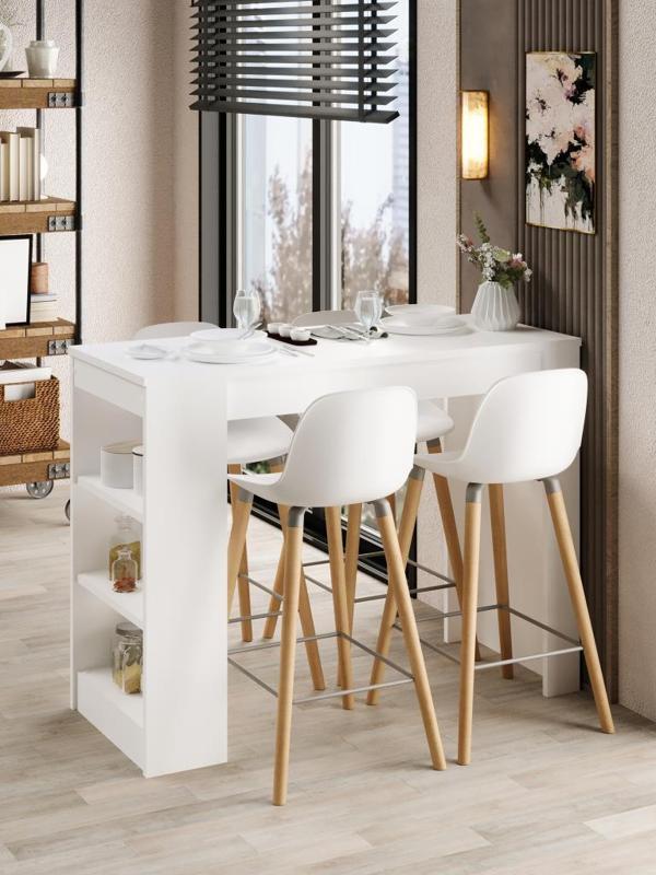 Shelfy Bar Raflı Yemek Masası Beyaz - Image 1