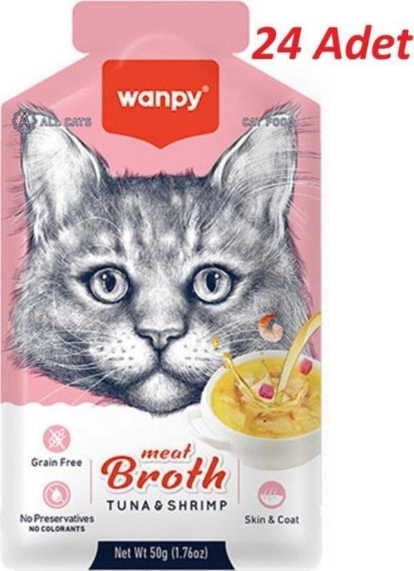Wanpy Karidesli Ton Balığı Etli Kedi Çorbası 50 Gr*24 Adet - Image 1
