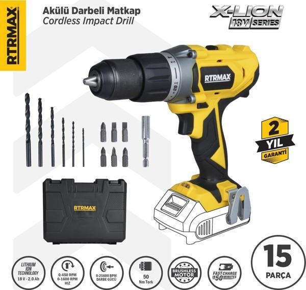 RTX1820B Şarjlı Darbeli Matkap 50 Nm - Akü Hariç - Image 1