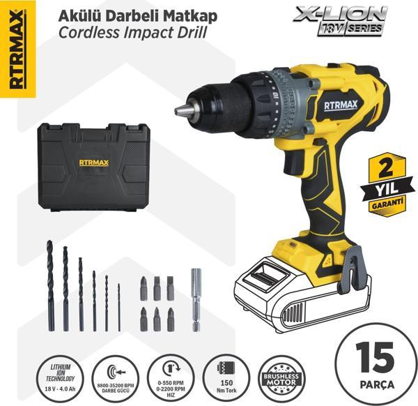 RTX3020B Şarjlı Darbeli Matkap Kömürsüz 150Nm - Akü Hariç - Image 1