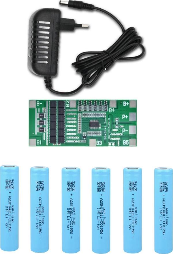 6 Adet Aspilsan Li-ion Şarjlı Pil, 6S 40A BMS. ve 6S Li-ion şarj uyumlu 25.2V 1A Adaptör - Image 1