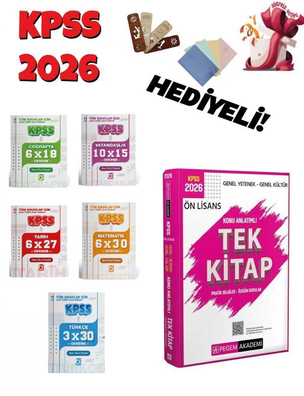 2026 KPSS GYGK Ön Lisans Konu Anlatımlı Tek Kitap ve Deneme Seti 6 Kitap Bigelio ve Pegem Yayıncılık - Bi bigelio - Image 1