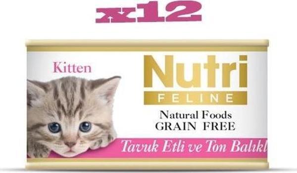 Tahılsız Tavuk Etli & Ton Balıklı Yavru Yaş Kedi Maması 85 gr x 12 Adet - Image 1
