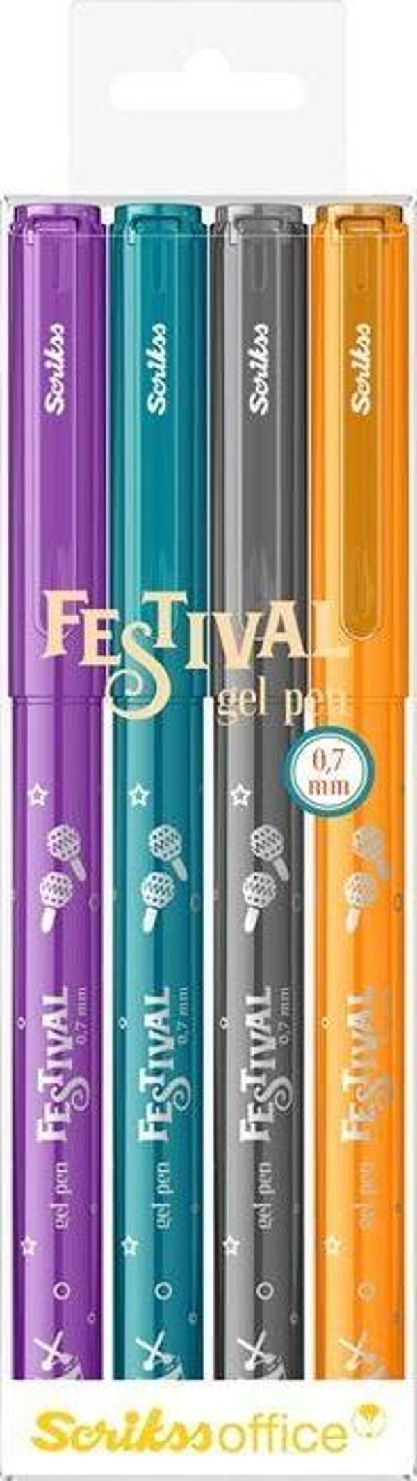 Festival Jel Tükenmez Kalem 0.7 mm Canlı Renkler 4'Lü - Image 1
