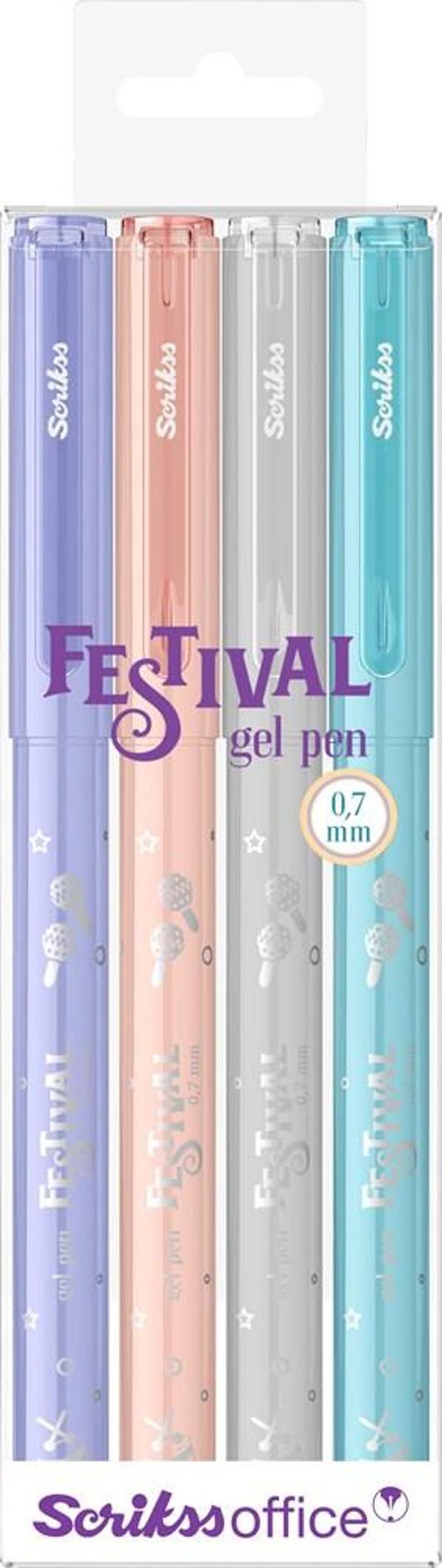Festival Jel Tükenmez Kalem 0.7 mm Pastel Renkler 4'Lü - Image 1