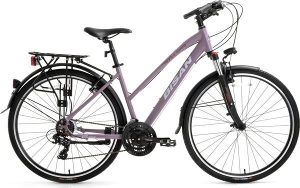 BİSAN 8200 CİTY ŞEHİR BİSİKLETİ 45 CM V 700C 21 VİTES MAT MOR BEYAZ MOR - Image 1
