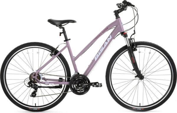 BİSAN 8200 TREKKİNG BİSİKLETİ 45 CM V 700C 21 VİTES MAT MOR BEYAZ MOR - Image 1