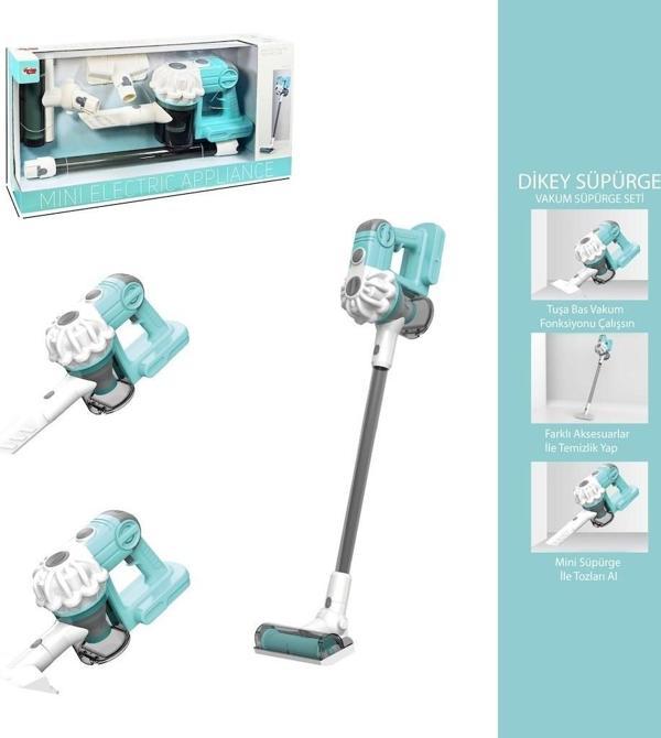 Sesli Vakumlu Dikey Elektrik Süpürgesi 3 in1 Çekme Özellikli Oyuncak Yeşil - Image 1