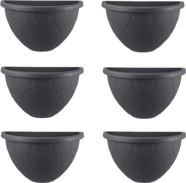 Omnipazar SO-DD03 Dekoratif Damla Duvar Saksı 3.4 Litre Antrasit 6 Adet - Image 1