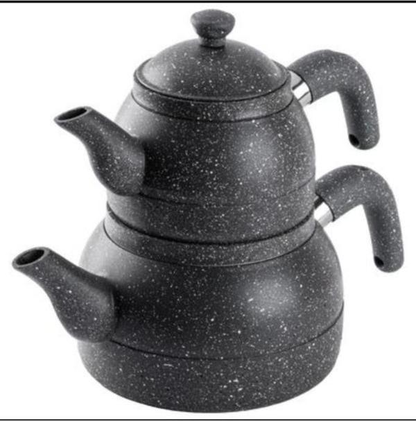 Tantitoni Orta Boy Gri Granit Çaydanlık Takımı   980/1700ML (Elvin Home Concept) - Image 1
