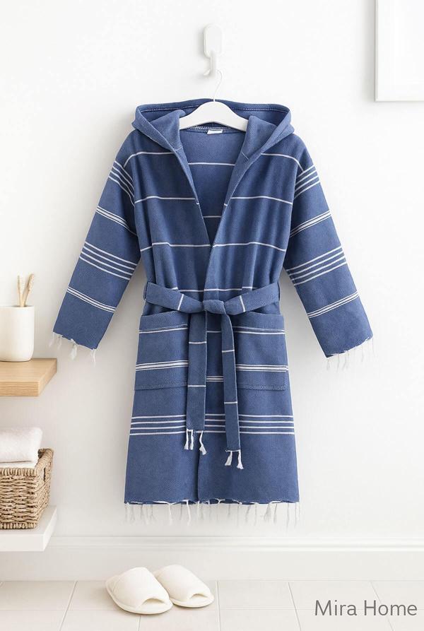 Mira Home Kapşonlu Çocuk Peştemal Bornoz %100 Pamuk - Image 1