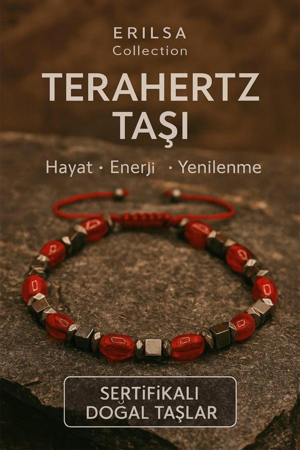 Sertifikalı Terahertz - Kırmızı Kuvars Taşı Bileklik Hayat Enerjisi ve Ruhsal Yenilenme Taşı - Image 1