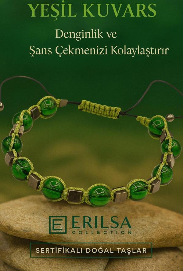 Sertifikalı Yeşil Kuvars Taşı Bileklik Dinginlik Sağlar ve Şans Enerjisini Hayatınıza Çeker - Image 1