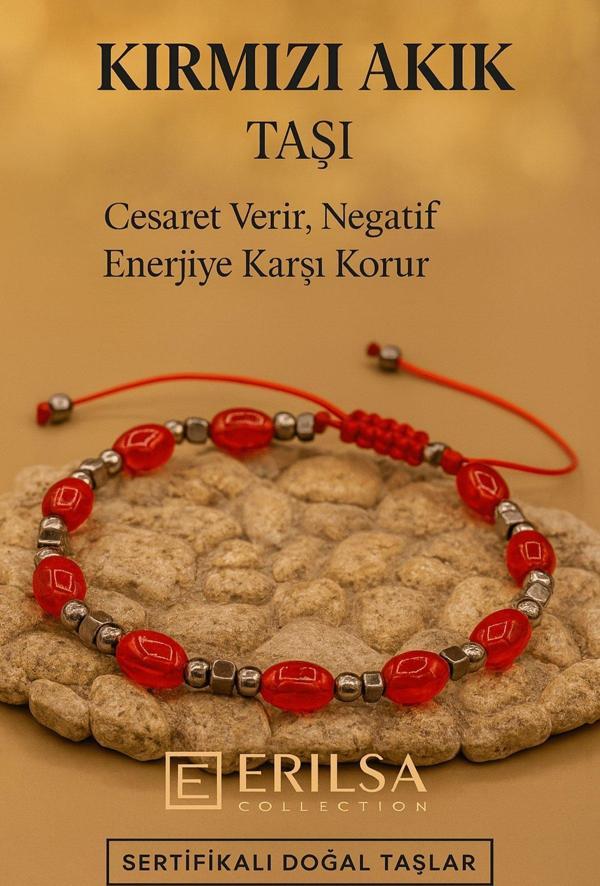 Sertifikalı Kırmızı Akik Taşı Bileklik Cesaret Verir ve Negatif Enerjiye Karşı Kalkan Oluşturur - Image 1