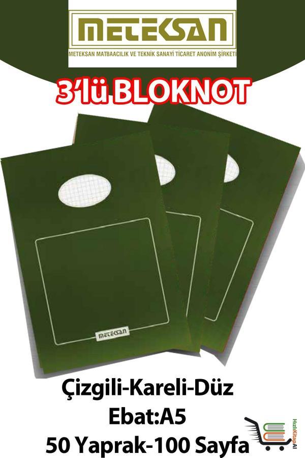 3 Adet A5 Ebat 50 Yaprak(100 Sayfa) Bloknot-Meteksan - Image 1