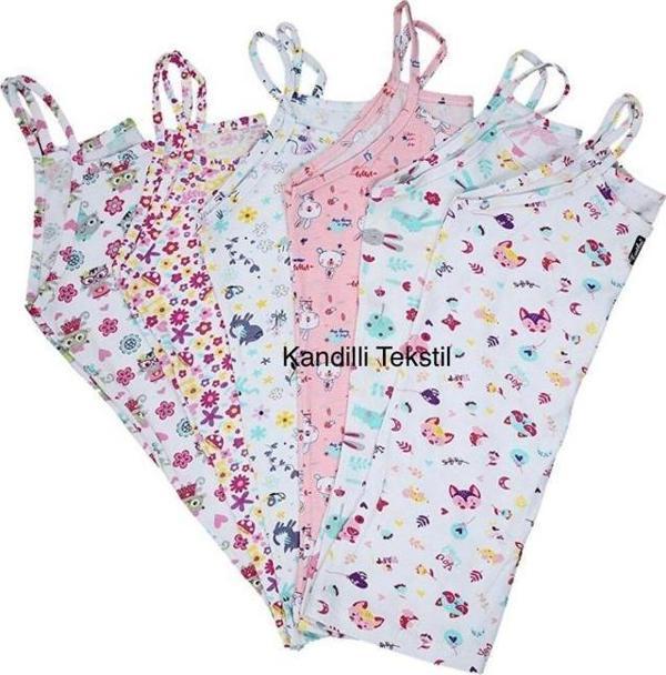 Tutku 6 Lı Kız Çocuk Renkli İp Askılı Atlet Pamuklu Askılı Empirme  - Image 1