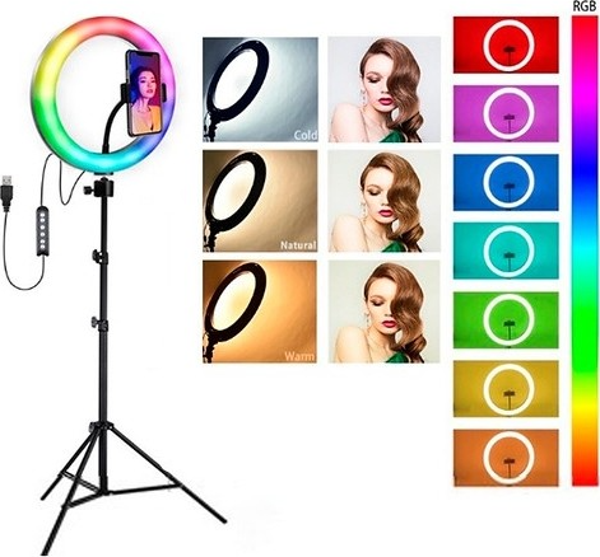 FC MJ33 13'' RGB Ring Light - Tiktok - Youtube - Kuaför - Makyaj - (Işık Ayağı Hediyeli) - Image 1