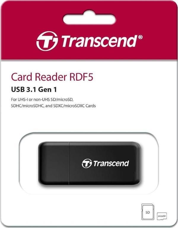 Transcend RDF5 USB 3.1 Gen1 SD/MicroSD Kart Okuyucu (Siyah) - Image 1
