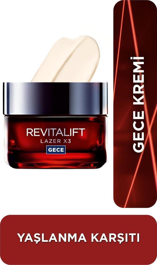 L'Oreal Paris L'Oréal Paris Revitalift Lazer X3 Yoğun Yaşlanma Karşıtı Gece Bakım Kremi - Image 1