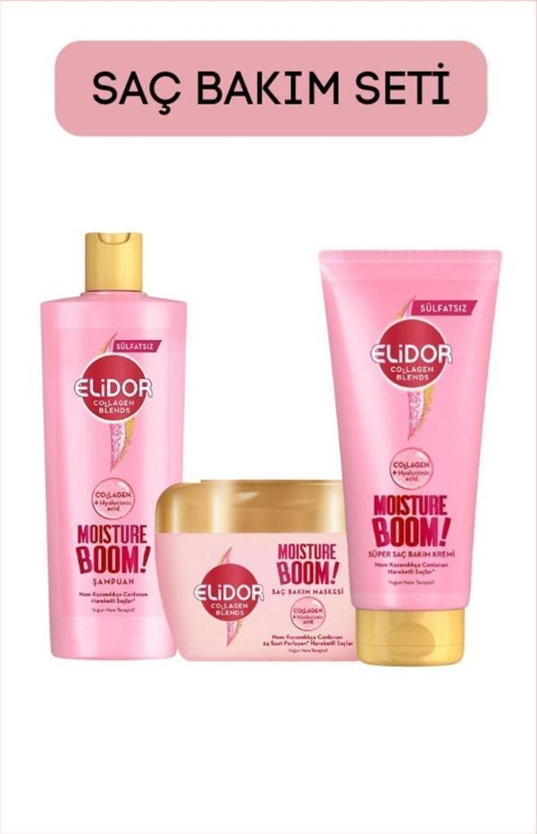 Elidor Collagen Blends Sülfatsız Saç Bakım Şampuanı Moisture Boom&Saç Bakım Kremi&Saç Bakım Maskesi - Image 1