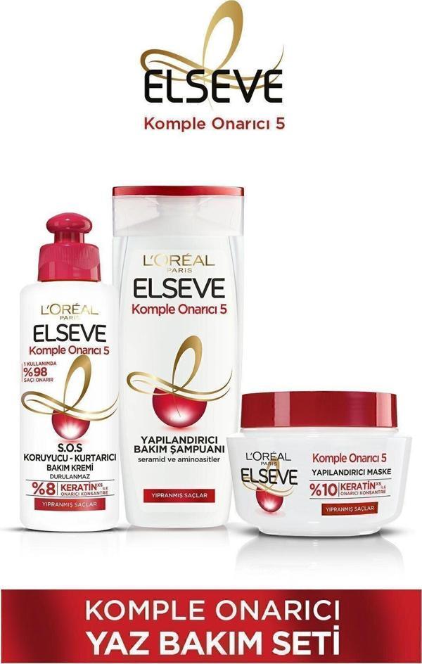 Elseve Komple Onarıcı 5 Saç Bakım Seti - Şampuan 360 Ml & Kurtarıcı Bakım Kremi 200 Ml & Saç Maskesi - Image 1