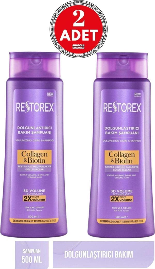 Restorex Collagen & Biotin Dolgunlaştırıcı Şampuan 500 Ml 2 Adet - Image 1