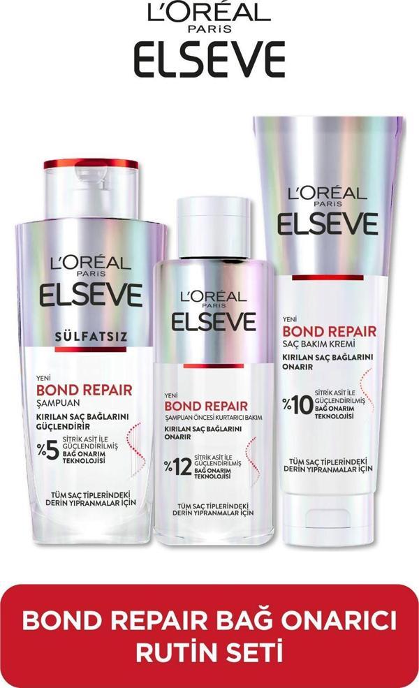 Elseve Bond Repair Bağ Onarıcı Saç Bakım Seti Şampuan +Bakım Kremi +Şampuan Öncesi Kurtarıcı Bakım - Image 1