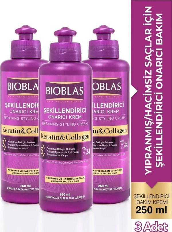 Bioblas 7 24 Şekillendirici Saç Bakım Kremi Belirgin Bukleler Dalgalı Ve Kıvırcık Saçlar 250Ml 3'Lü - Image 1