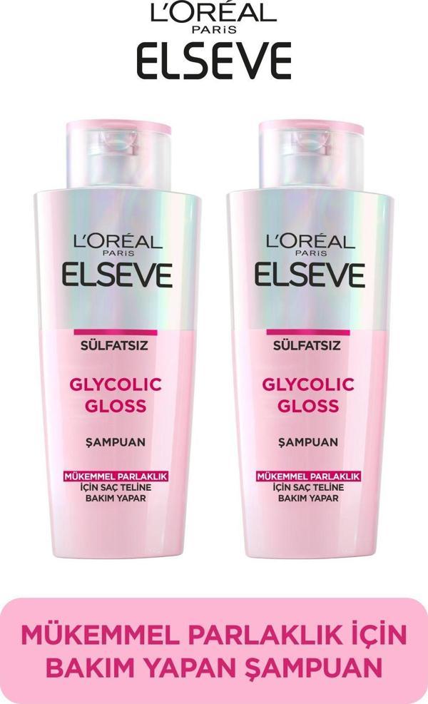 Elseve Glycolic Gloss Mükemmel Parlaklık İçin Bakım Yapan Şampuan 200Ml 2'Li Set - Image 1