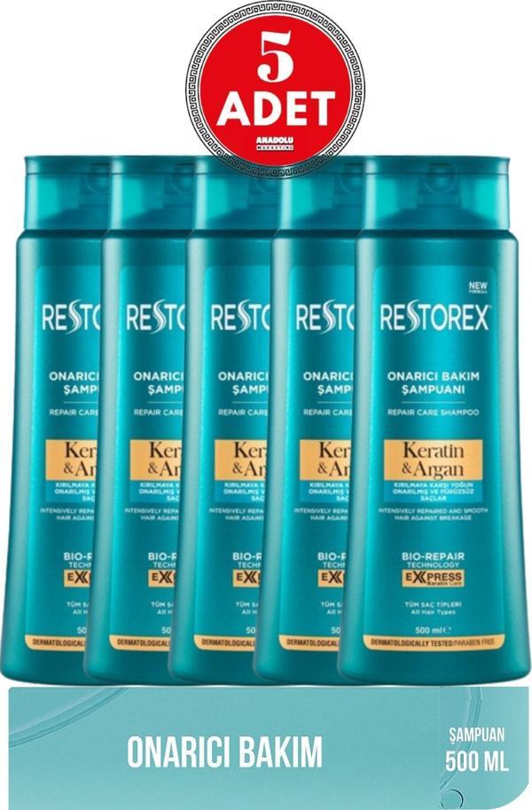 Restorex Keratin & Argan Şampuan 500 Ml 5 Adet - Image 1