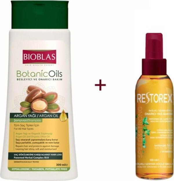 Restorex Argan Saç Bakım Yağı 100Ml+Bioblas Argan Şampuan 300Ml - Image 1