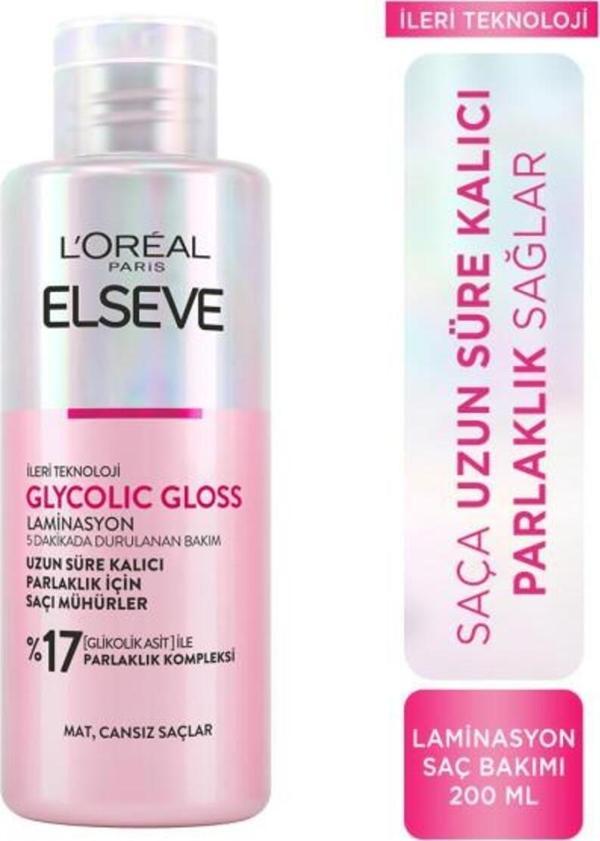 L'Oreal Paris Elseve Glycolic Gloss Parlaklığı Saça Mühürleyen Laminasyon 5 Dakikada Durulanan Bakım - Image 1