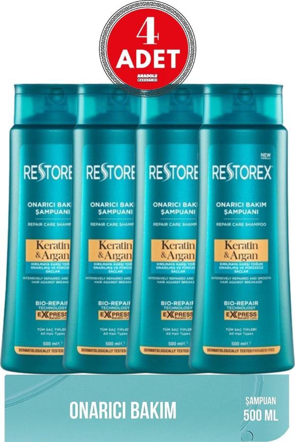 Restorex Keratin & Argan Şampuan 500 Ml 4 Adet - Image 1