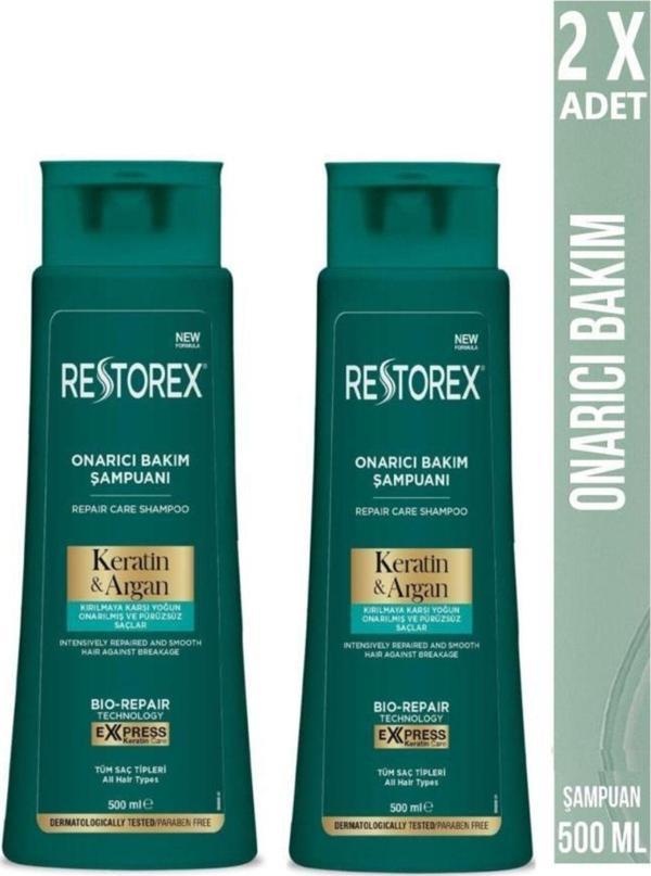 Restorex Keratin&Argan Onarıcı Şampuan 500 Ml X 2 Adet - Image 1