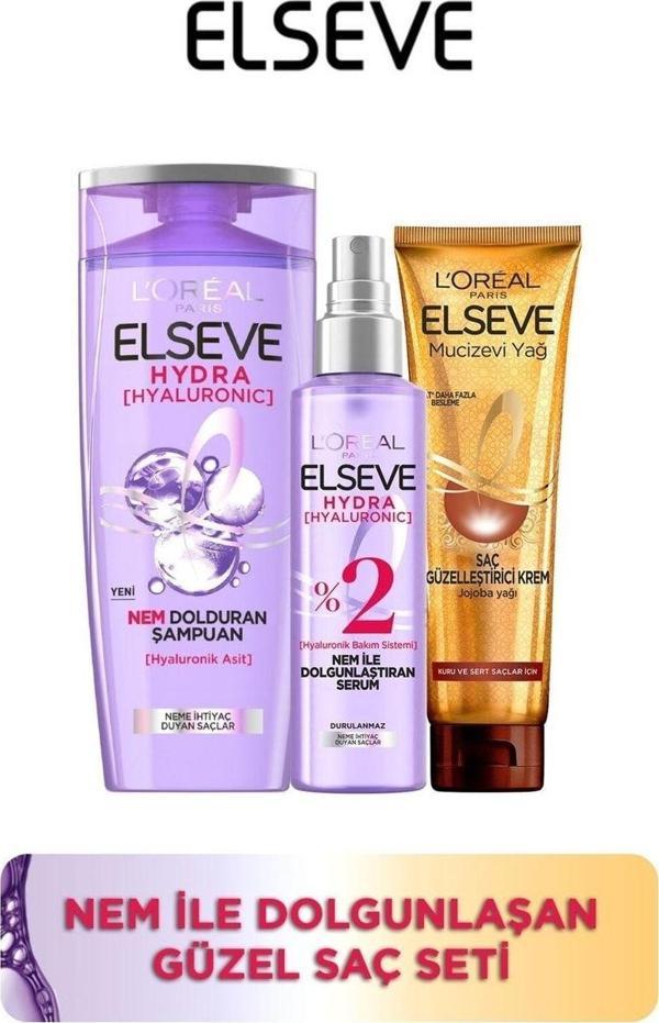 Elseve Hydra Şampuan + Serum + Mucizevi Yağ Saç Güzelleştirici Krem Seti - Kuru Ve Sert Saçlar - Image 1