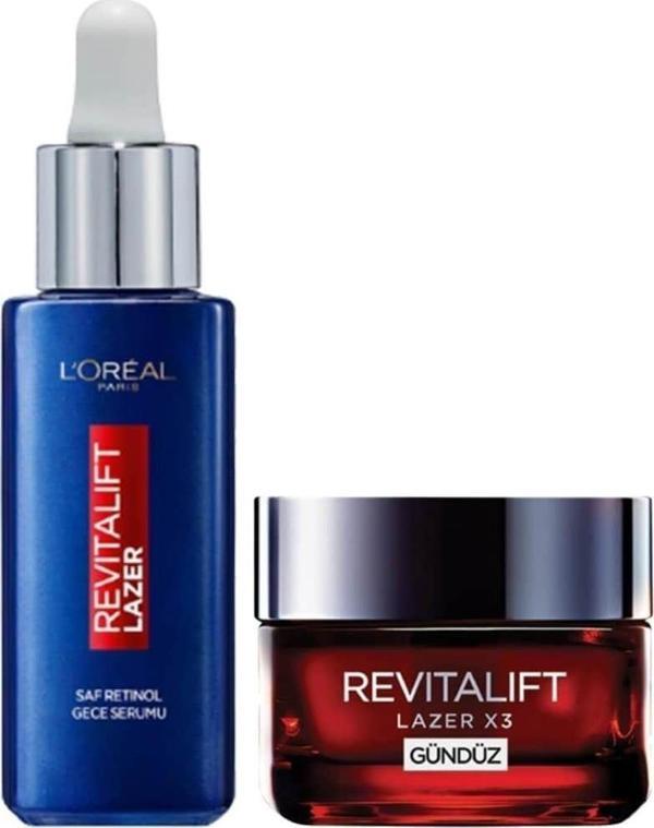 L'Oreal Paris Revitalift Lazer Saf Retinol Gece Serumu 30 Ml + Lazer Yaşlanma Karşıtı Gündüz Kremi 50 Ml - Image 1